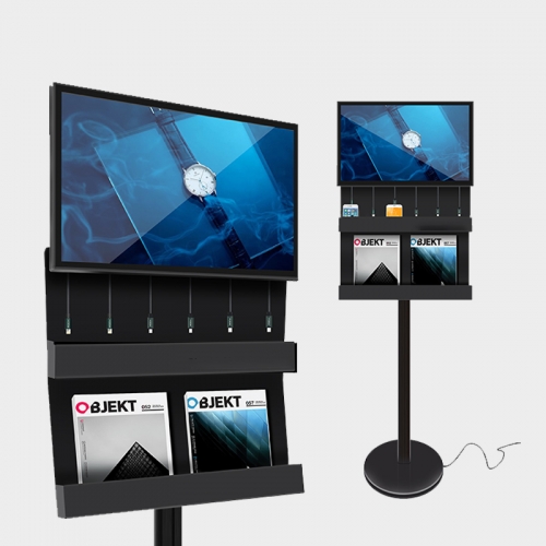 Charging Station Digital Signage with Brochure Holder